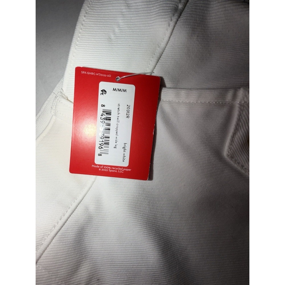 NWT SPANX 20312R Stretch Twill Cropped Wide Leg in Bright White Pants M - Picture 7 of 12